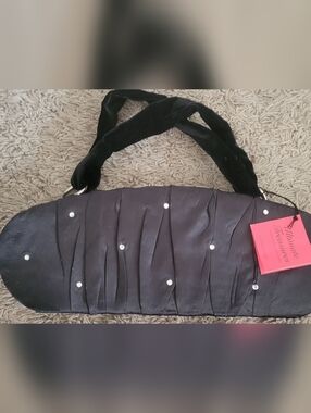 Victoria Secret satin evening hard shell clutch with velvet handles